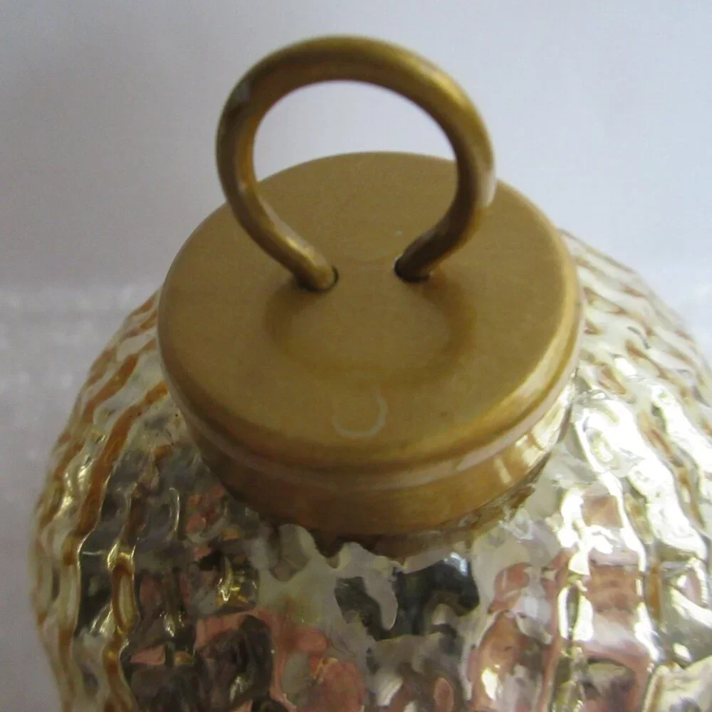 Crate&Barrel Gold Tone Mercury Glass Christmas Ornaments Set of 5 Retro Repro